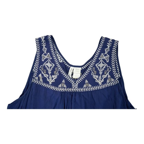 Simply Irresistible Tank Top Extra Large Blue Boho Semi‎ Sheer V Neck - Picture 3 of 4